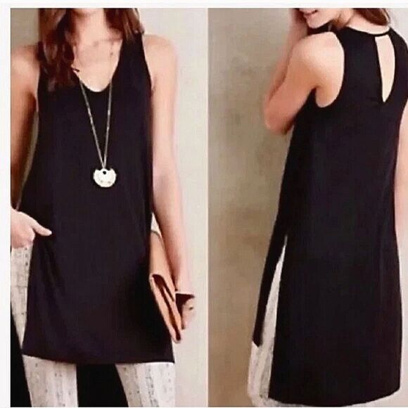 Anthropologie Akemi + Kin Longview V-Neck Tank Tunic Hi-Low Mini Jersey Dress XS - Picture 1 of 11